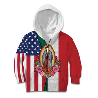 Guadalupe Virgin Mary Kid Hoodie Mexican American Flag - Wonder Print Shop