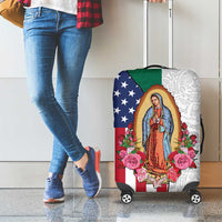 Guadalupe Virgin Mary Luggage Cover Mexican American Flag - Wonder Print Shop