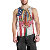 Guadalupe Virgin Mary Men Tank Top Mexican American Flag - Wonder Print Shop