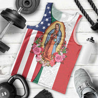 Guadalupe Virgin Mary Men Tank Top Mexican American Flag - Wonder Print Shop