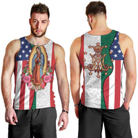 Guadalupe Virgin Mary Men Tank Top Mexican American Flag - Wonder Print Shop