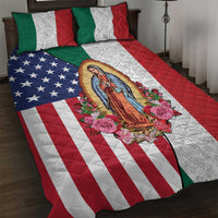 Guadalupe Virgin Mary Quilt Bed Set Mexican American Flag - Wonder Print Shop