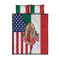 Guadalupe Virgin Mary Quilt Bed Set Mexican American Flag - Wonder Print Shop