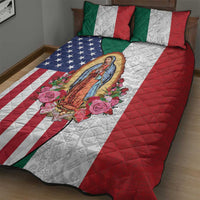 Guadalupe Virgin Mary Quilt Bed Set Mexican American Flag - Wonder Print Shop