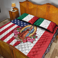 Guadalupe Virgin Mary Quilt Bed Set Mexican American Flag - Wonder Print Shop