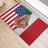 Guadalupe Virgin Mary Rubber Doormat Mexican American Flag - Wonder Print Shop