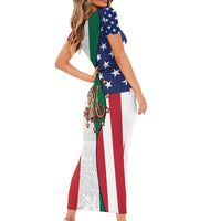 Guadalupe Virgin Mary Short Sleeve Bodycon Dress Mexican American Flag - Wonder Print Shop