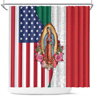 Guadalupe Virgin Mary Shower Curtain Mexican American Flag - Wonder Print Shop