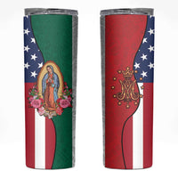 Guadalupe Virgin Mary Skinny Tumbler Mexican American Flag - Wonder Print Shop