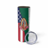 Guadalupe Virgin Mary Skinny Tumbler Mexican American Flag - Wonder Print Shop