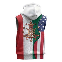 Guadalupe Virgin Mary Sleeveless Hoodie Mexican American Flag - Wonder Print Shop