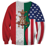Guadalupe Virgin Mary Sweatshirt Mexican American Flag - Wonder Print Shop