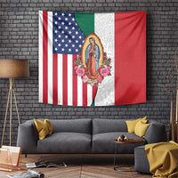 Guadalupe Virgin Mary Tapestry Mexican American Flag - Wonder Print Shop