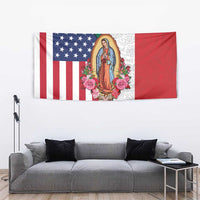 Guadalupe Virgin Mary Tapestry Mexican American Flag - Wonder Print Shop