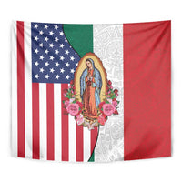 Guadalupe Virgin Mary Tapestry Mexican American Flag - Wonder Print Shop