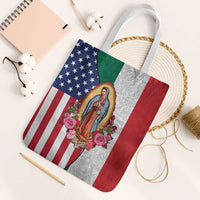 Guadalupe Virgin Mary Tote Bag Mexican American Flag - Wonder Print Shop