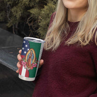Guadalupe Virgin Mary Tumbler Cup Mexican American Flag - Wonder Print Shop