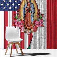 Guadalupe Virgin Mary Window Curtain Mexican American Flag - Wonder Print Shop