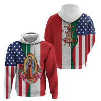 Guadalupe Virgin Mary Zip Hoodie Mexican American Flag - Wonder Print Shop