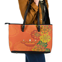 Happy Diwali India Leather Tote Bag With Rangoli Patterns - Wonder Print Shop