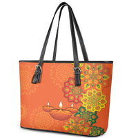 Happy Diwali India Leather Tote Bag With Rangoli Patterns - Wonder Print Shop