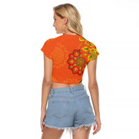 Happy Diwali India Raglan Cropped T Shirt With Rangoli Patterns - Wonder Print Shop