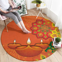 Happy Diwali India Round Carpet With Rangoli Patterns