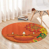 Happy Diwali India Round Carpet With Rangoli Patterns