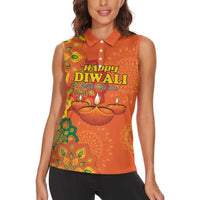 Happy Diwali India Women Sleeveless Polo Shirt With Rangoli Patterns - Wonder Print Shop