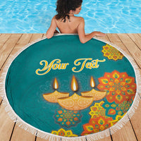 Personalized India Diwali Beach Blanket Festival Of Light With Diya - Wonder Print Shop