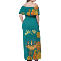 Personalized India Diwali Off Shoulder Maxi Dress Festival Of Light With Diya - Wonder Print Shop