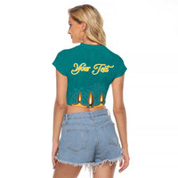 Personalized India Diwali Raglan Cropped T Shirt Festival Of Light With Diya - Wonder Print Shop