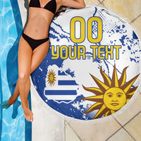 Custom Uruguay Independence Day Beach Blanket Sol de Mayo With Grunge Urban - Wonder Print Shop