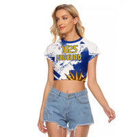 Custom Uruguay Independence Day Raglan Cropped T Shirt Sol de Mayo With Grunge Urban - Wonder Print Shop