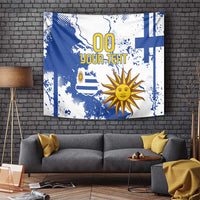 Custom Uruguay Independence Day Tapestry Sol de Mayo With Grunge Urban - Wonder Print Shop