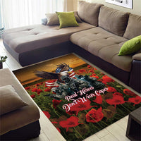 US Veterans Day American Army Area Rug With Poppy Flowers - Wonder Print Shop