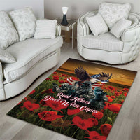 US Veterans Day American Army Area Rug With Poppy Flowers - Wonder Print Shop