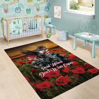 US Veterans Day American Army Area Rug With Poppy Flowers - Wonder Print Shop