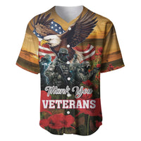 US Veterans Day American Army Baseball Jersey With Poppy Flowers - Wonder Print Shop