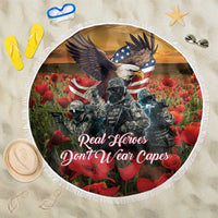 US Veterans Day American Army Beach Blanket With Poppy Flowers - Wonder Print Shop