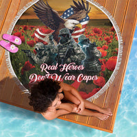 US Veterans Day American Army Beach Blanket With Poppy Flowers - Wonder Print Shop