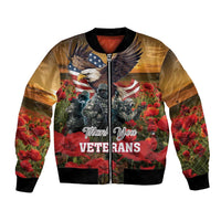 US Veterans Day American Army Bomber Jacket With Poppy Flowers - Wonder Print Shop