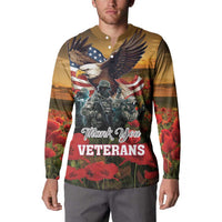 US Veterans Day American Army Button Sweatshirt With Poppy Flowers - Wonder Print Shop