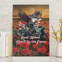 US Veterans Day American Army Canvas Wall Art With Poppy Flowers - Wonder Print Shop