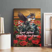 US Veterans Day American Army Canvas Wall Art With Poppy Flowers - Wonder Print Shop