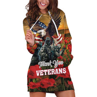US Veterans Day American Army Hoodie Dress With Poppy Flowers - Wonder Print Shop