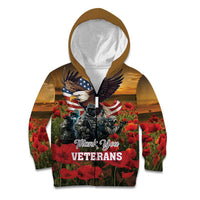 US Veterans Day American Army Kid Hoodie With Poppy Flowers - Wonder Print Shop
