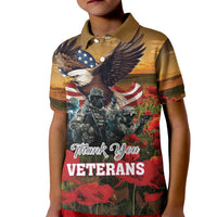 US Veterans Day American Army Kid Polo Shirt With Poppy Flowers - Wonder Print Shop