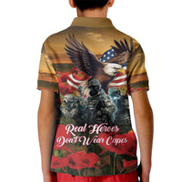 US Veterans Day American Army Kid Polo Shirt With Poppy Flowers - Wonder Print Shop