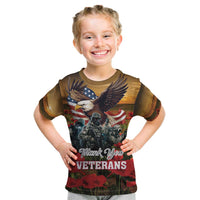 US Veterans Day American Army Kid T Shirt With Poppy Flowers - Wonder Print Shop